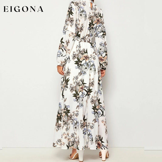 Allover Floral Print Self Tie Swing Maxi Dress __stock:200 casual dresses clothes dresses refund_fee:1200