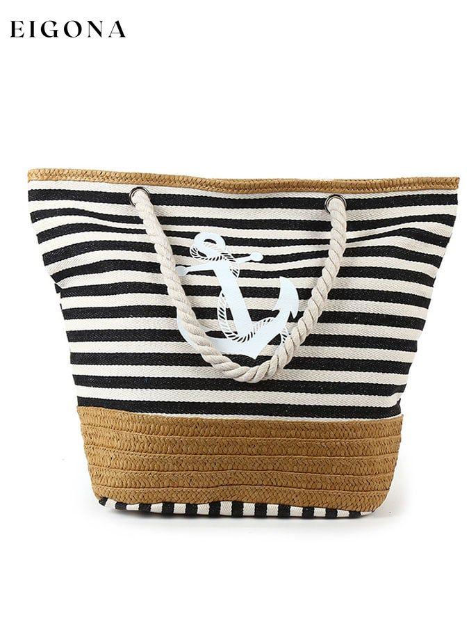 Striped Anchor Print Panel Shoulder Bag accessories bag