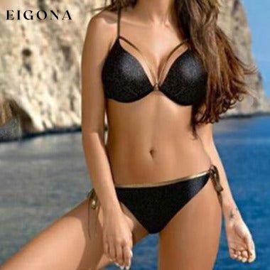 Bikini Top and Swim Bottom Set Black __stock:50 lingerie refund_fee:800