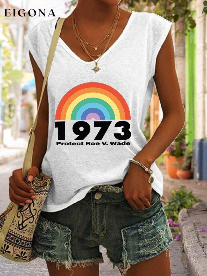 Rainbow Funny WordPrint Casual Tank Top roe