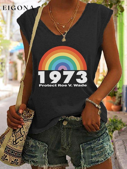 Rainbow Funny WordPrint Casual Tank Top roe