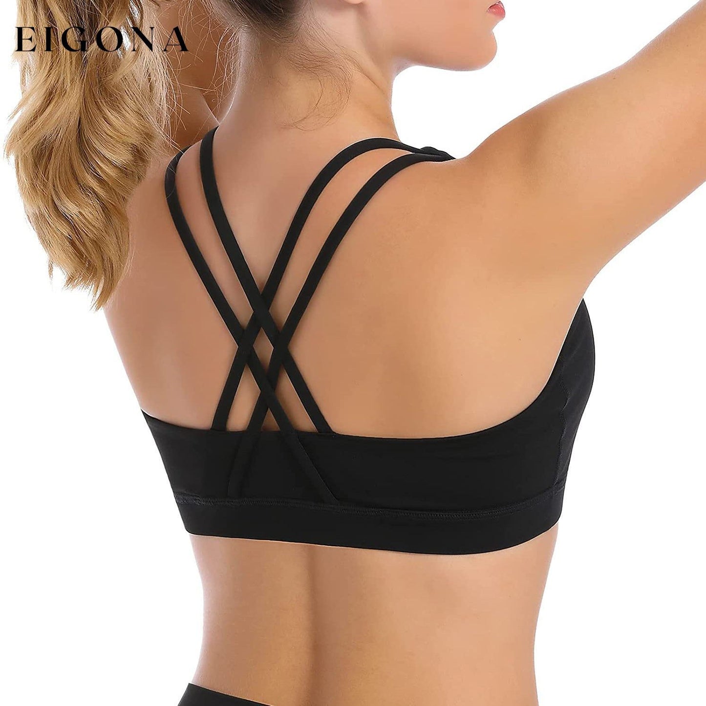 Criss-Cross Back Padded Strappy Sports Bras Medium Support Yoga Bra with Removable Cups __stock:350 lingerie refund_fee:1200