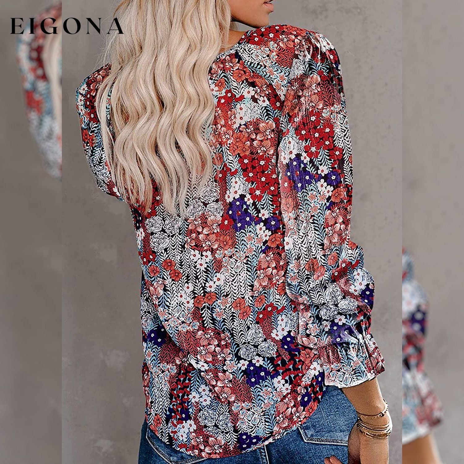 Dokotoo Women's Casual Boho Floral Printed V-Neck Top __stock:500 clothes refund_fee:800 tops