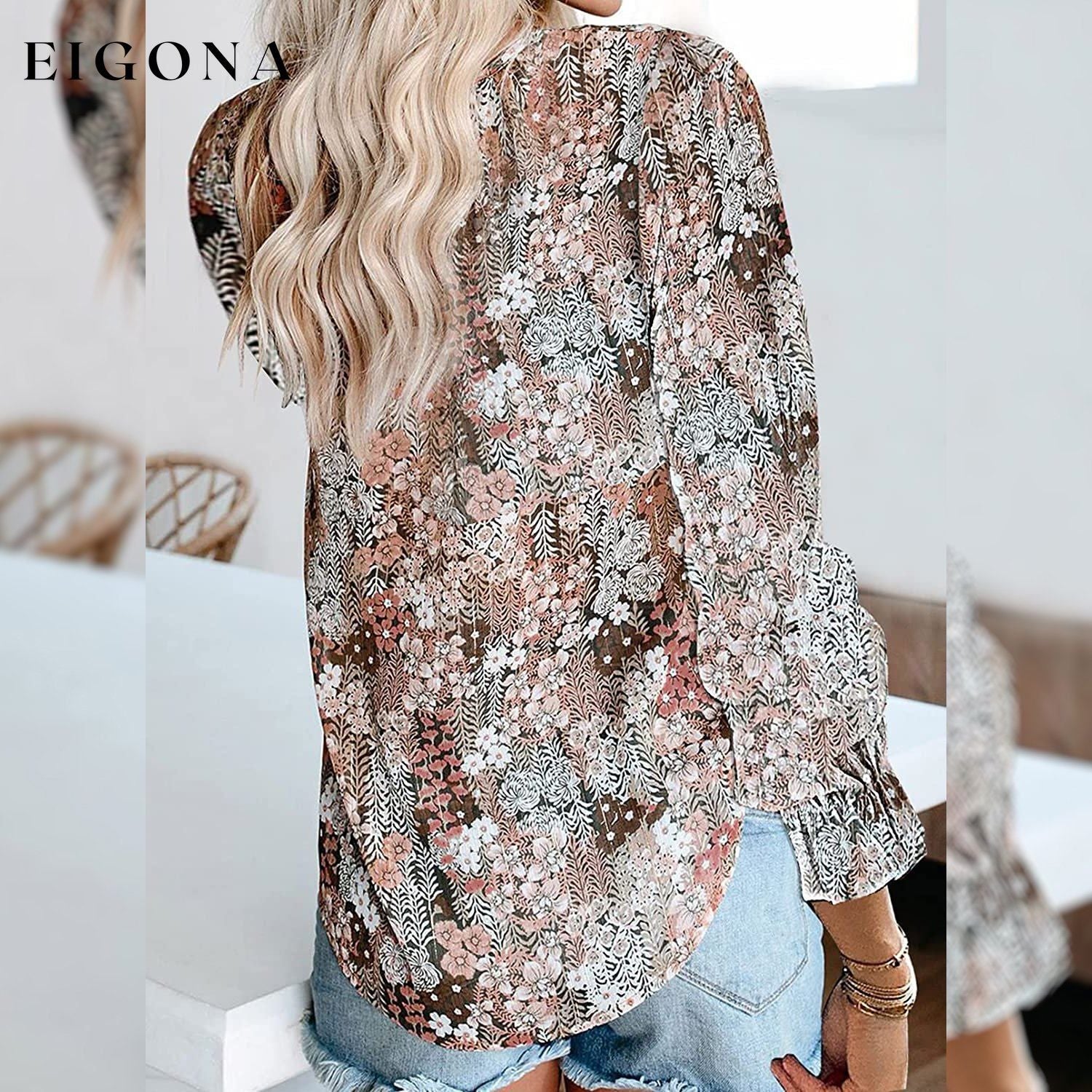 Dokotoo Women's Casual Boho Floral Printed V-Neck Top __stock:500 clothes refund_fee:800 tops