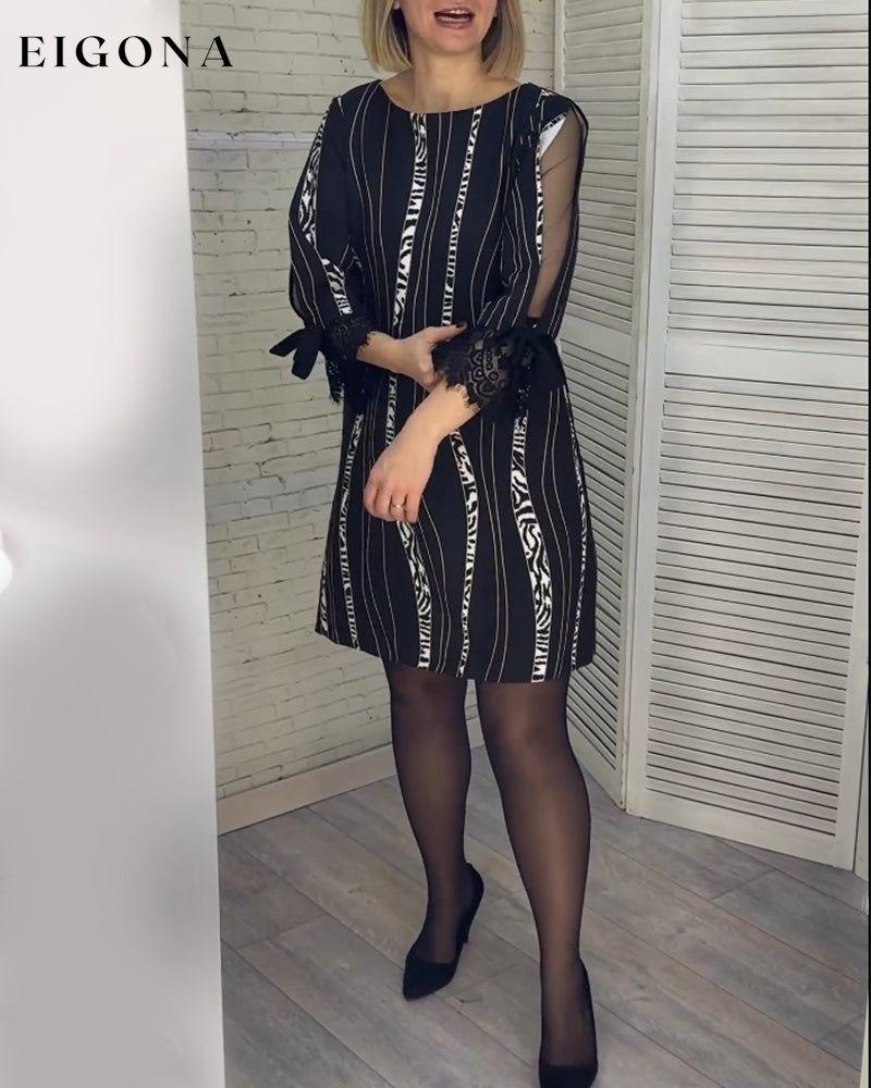 Knee-length striped dress 2023 f/w 23BF elegant dress spring