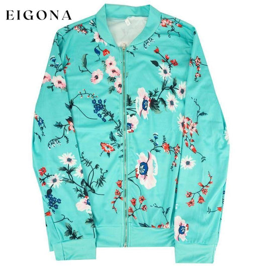 Floral-Patterned Lightweight Women's Jacket Teal __stock:50 Jackets & Coats refund_fee:800