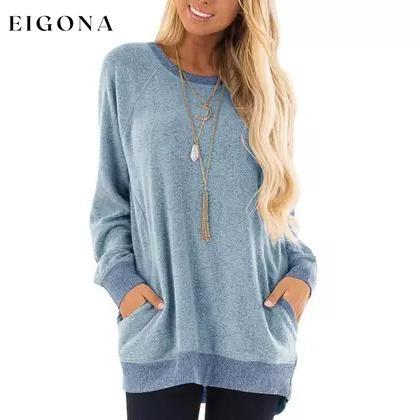 Haute Edition Women's Ultra Soft Long Sleeve Pullover Sweatshirt Blue __label1:BOGO FREE Clearance clothes PriceCheck refund_fee:1200 tops