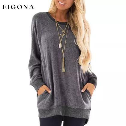 Haute Edition Women's Ultra Soft Long Sleeve Pullover Sweatshirt Charcoal __label1:BOGO FREE Clearance clothes PriceCheck refund_fee:1200 tops