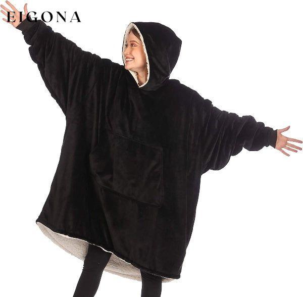 EIGONA Oversized Blanket Hoodie Short Black appreal lounge