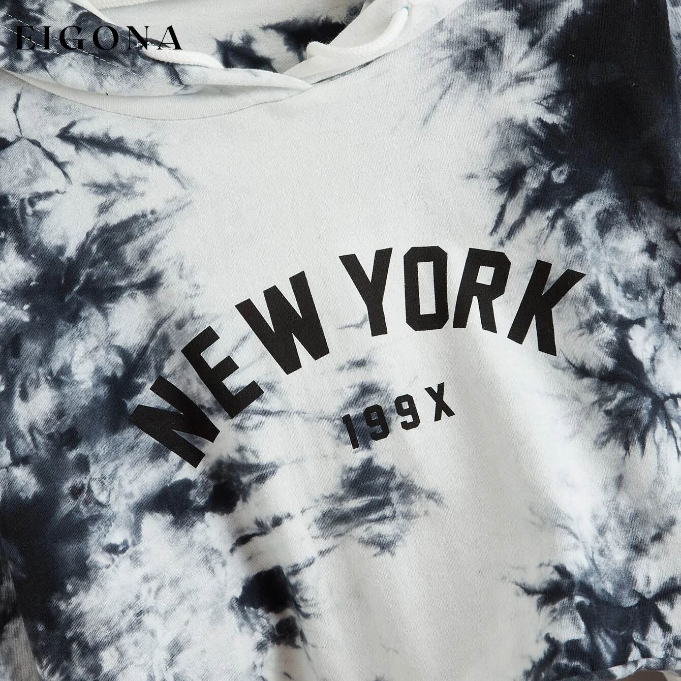 New York Graphic Tie-Dye Cropped Hoodie clothes refund_fee:1200 tops