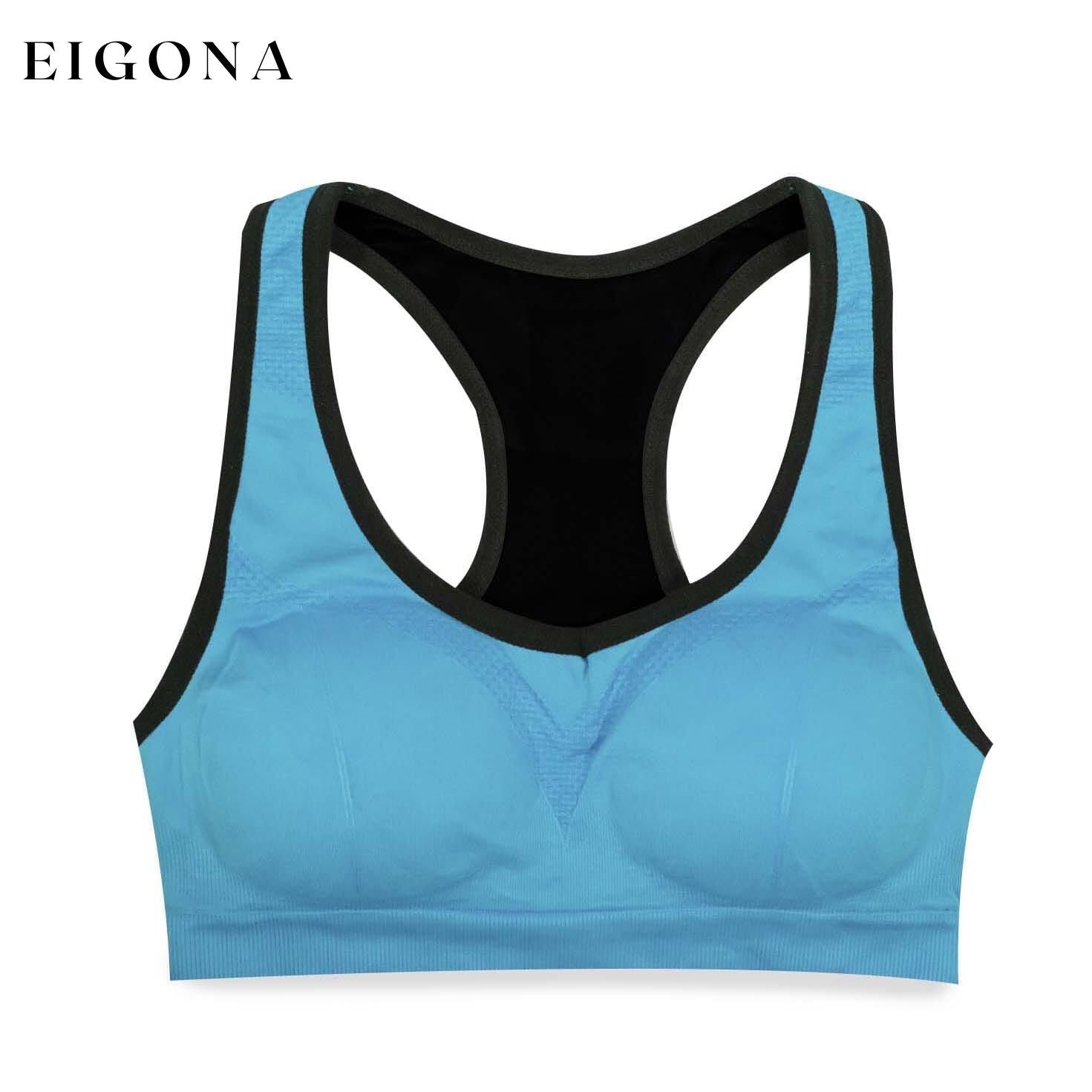 Racerback Seamless Sports Bra for Gym FItness and Yoga Aqua __stock:50 lingerie refund_fee:800 show-color-swatches