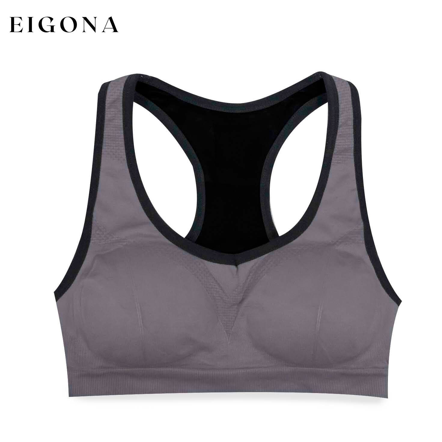 Racerback Seamless Sports Bra for Gym FItness and Yoga Gray __stock:50 lingerie refund_fee:800 show-color-swatches