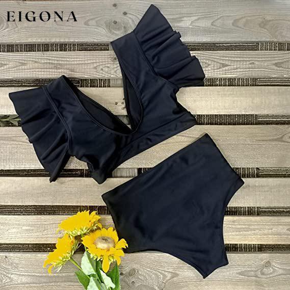Sporlike Women Ruffle High Waist Swimsuit __stock:500 lingerie Low stock refund_fee:800 show-color-swatches