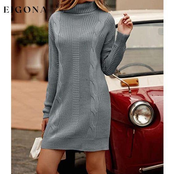 Turtleneck Pullover Sweaters Casual Long Sleeve Plain Winter Knit Sweater Dress __stock:50 casual dresses clothes dresses refund_fee:1200