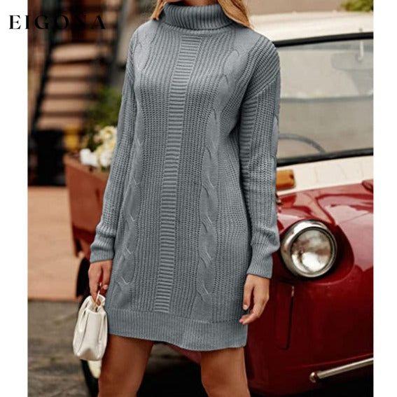 Turtleneck Pullover Sweaters Casual Long Sleeve Plain Winter Knit Sweater Dress __stock:50 casual dresses clothes dresses refund_fee:1200