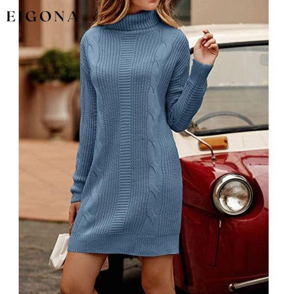 Turtleneck Pullover Sweaters Casual Long Sleeve Plain Winter Knit Sweater Dress __stock:50 casual dresses clothes dresses refund_fee:1200