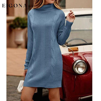 Turtleneck Pullover Sweaters Casual Long Sleeve Plain Winter Knit Sweater Dress __stock:50 casual dresses clothes dresses refund_fee:1200