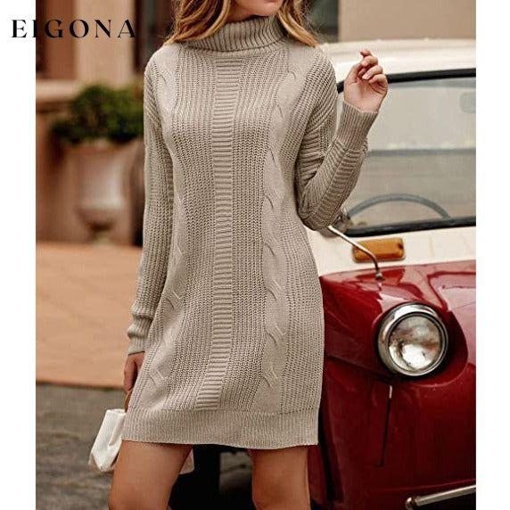 Turtleneck Pullover Sweaters Casual Long Sleeve Plain Winter Knit Sweater Dress __stock:50 casual dresses clothes dresses refund_fee:1200