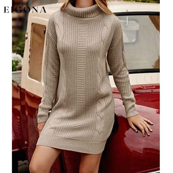 Turtleneck Pullover Sweaters Casual Long Sleeve Plain Winter Knit Sweater Dress __stock:50 casual dresses clothes dresses refund_fee:1200