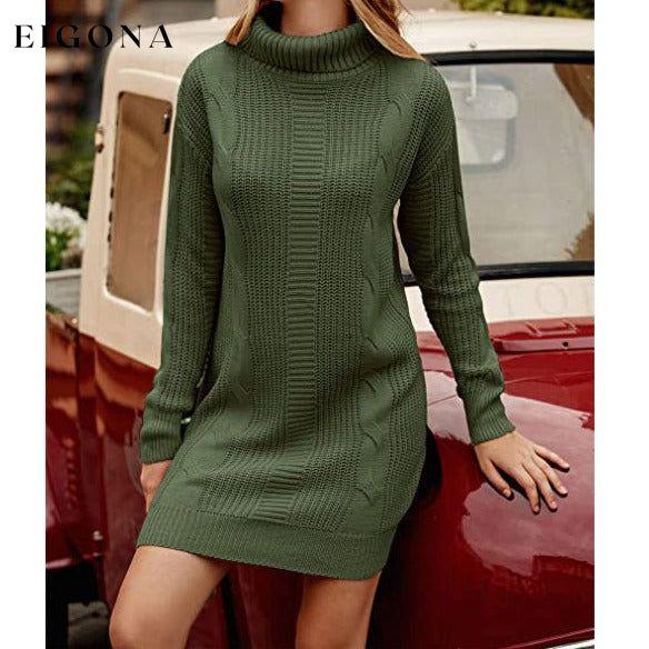 Turtleneck Pullover Sweaters Casual Long Sleeve Plain Winter Knit Sweater Dress __stock:50 casual dresses clothes dresses refund_fee:1200