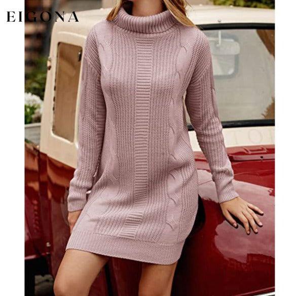 Turtleneck Pullover Sweaters Casual Long Sleeve Plain Winter Knit Sweater Dress __stock:50 casual dresses clothes dresses refund_fee:1200