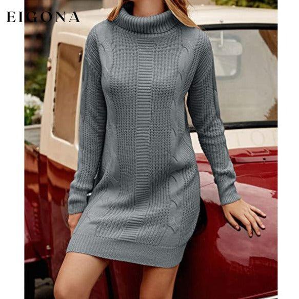 Turtleneck Pullover Sweaters Casual Long Sleeve Plain Winter Knit Sweater Dress __stock:50 casual dresses clothes dresses refund_fee:1200