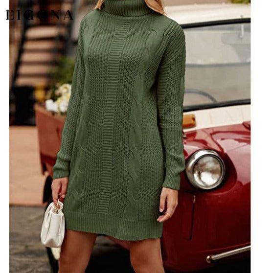 Turtleneck Pullover Sweaters Casual Long Sleeve Plain Winter Knit Sweater Dress __stock:50 casual dresses clothes dresses refund_fee:1200