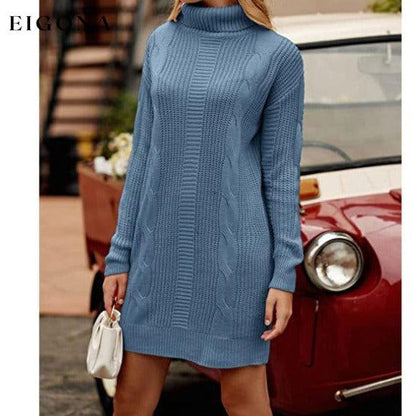 Turtleneck Pullover Sweaters Casual Long Sleeve Plain Winter Knit Sweater Dress __stock:50 casual dresses clothes dresses refund_fee:1200