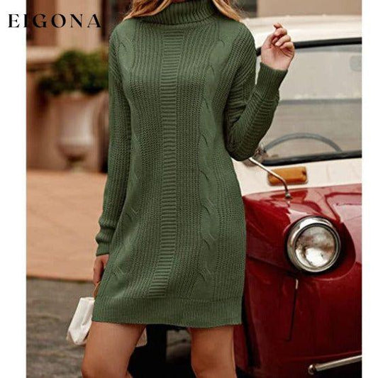 Turtleneck Pullover Sweaters Casual Long Sleeve Plain Winter Knit Sweater Dress __stock:50 casual dresses clothes dresses refund_fee:1200