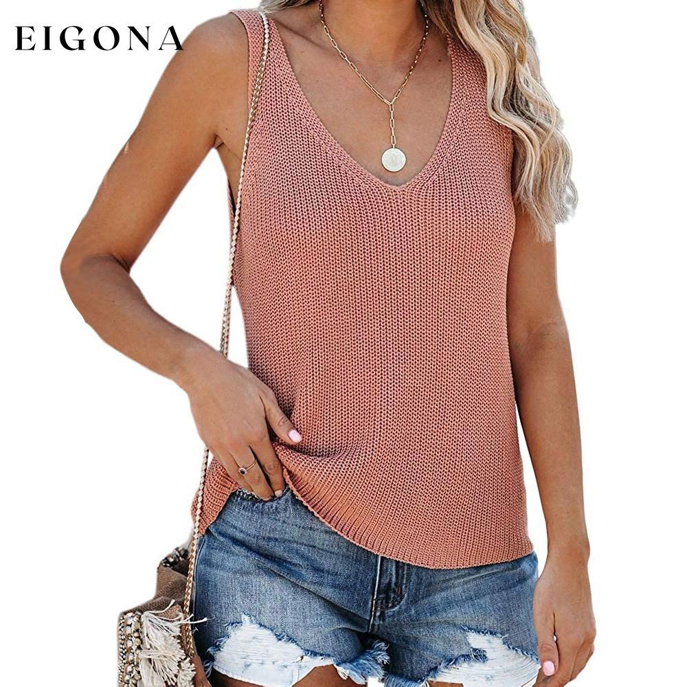 Tutorutor Women's Sleeveless V Neck Sweater Coral __stock:500 clothes refund_fee:1200 tops