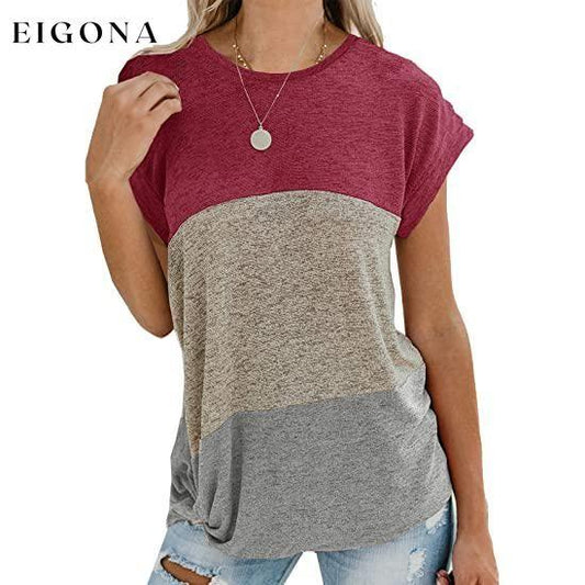 Women's Long Sleeve Tops Side Twist Knotted T Shirts Wine Red Gray __stock:200 clothes refund_fee:800 tops