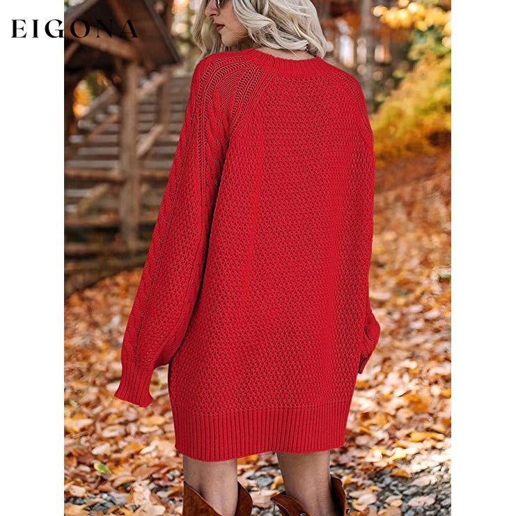 Women Crewneck Long Sleeve Oversized Cable Knit Chunky Pullover Short Sweater Dresses __stock:50 casual dresses clothes dresses refund_fee:1200