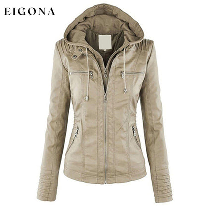 Women Fashion Autumn Winter Coat Jacket Beige Jackets & Coats refund_fee:1200