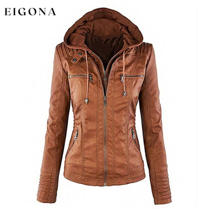 Women Fashion Autumn Winter Coat Jacket Brown Jackets & Coats refund_fee:1200