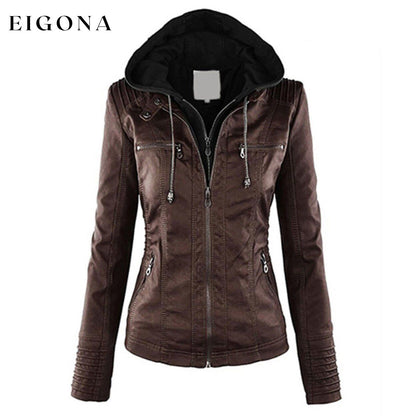 Women Fashion Autumn Winter Coat Jacket Coffee Jackets & Coats refund_fee:1200
