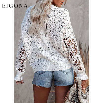 Women Lace Crew Neck Sweater clothes refund_fee:1200 tops