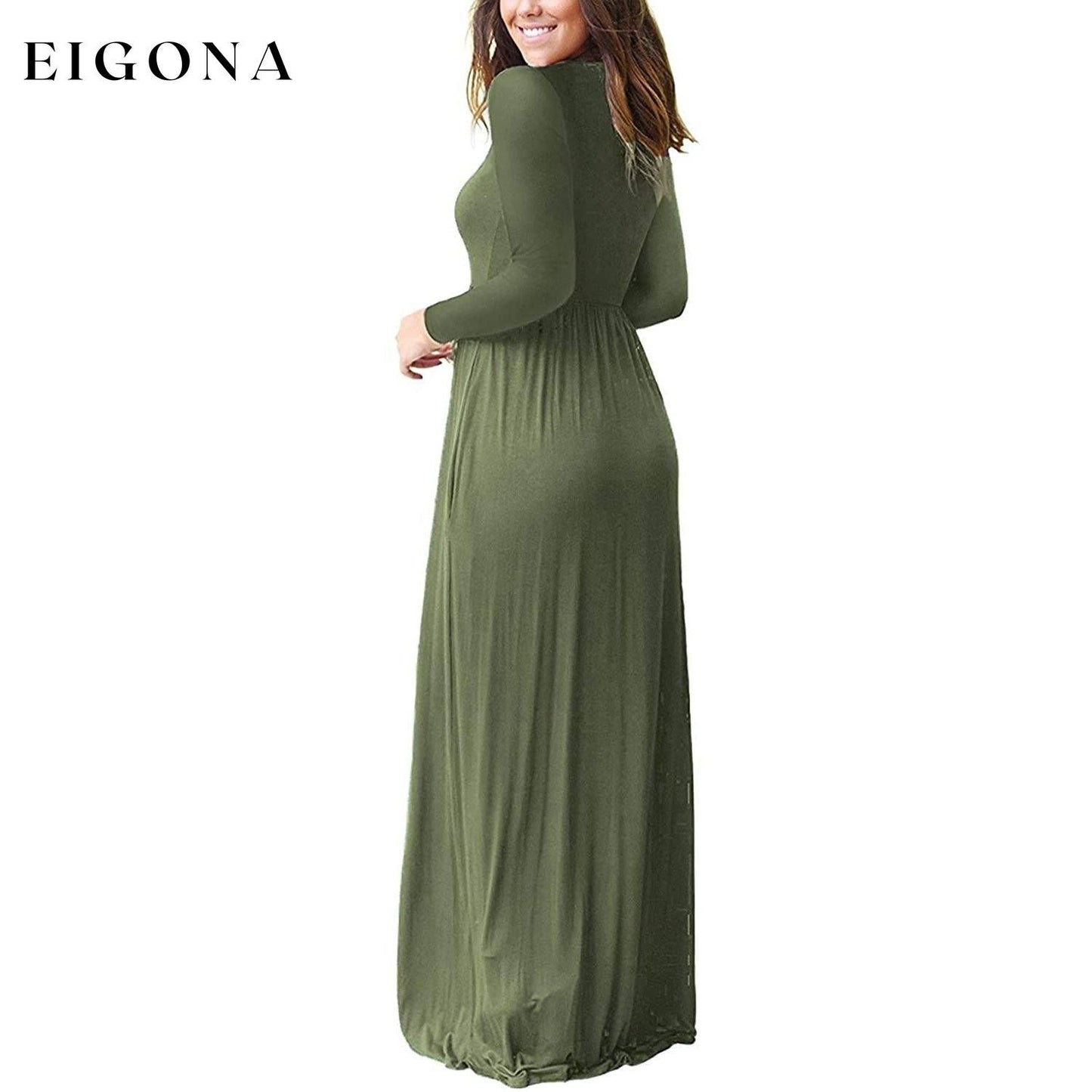 Women Long Sleeve Loose Plain Maxi Dresses Casual Long Dresses with Pockets __stock:500 casual dresses clothes dresses refund_fee:1200 show-color-swatches