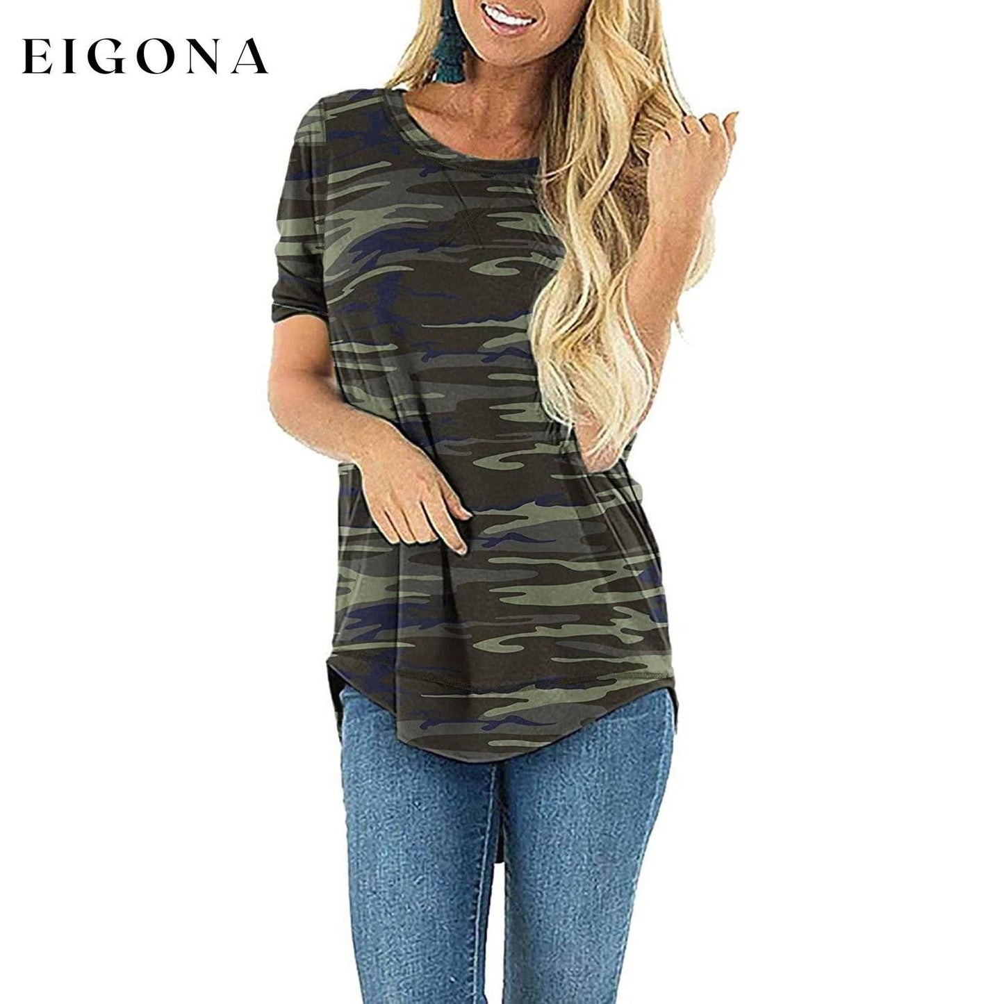 Women Long Sleeve Side Split Casual Loose Tunic Top __stock:200 clothes refund_fee:800 tops