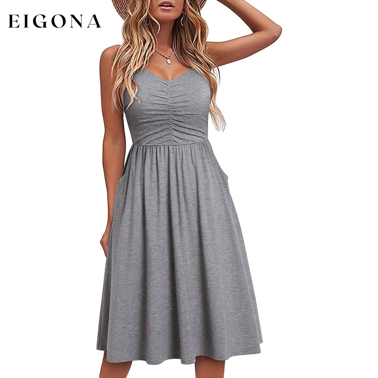 Women Sleeveless Cotton Summer Beach Dress Gray __stock:200 casual dresses clothes dresses refund_fee:1200