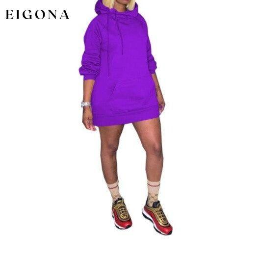 Women Solid Color Knitted Oversized Hooded Dress Casual Streetwear Lavender casual dresses clothes dresses Low stock refund_fee:1200