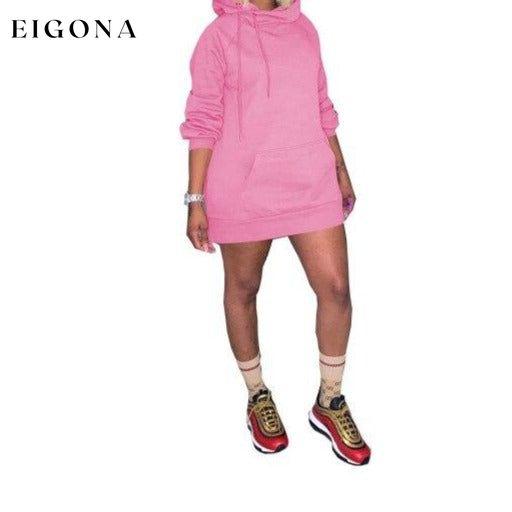 Women Solid Color Knitted Oversized Hooded Dress Casual Streetwear Pink casual dresses clothes dresses Low stock refund_fee:1200