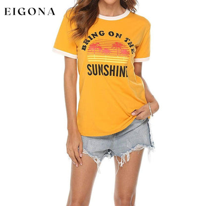 Women Sunshine Graphic Long Sleeves Tees Blouses __stock:200 clothes refund_fee:800 tops