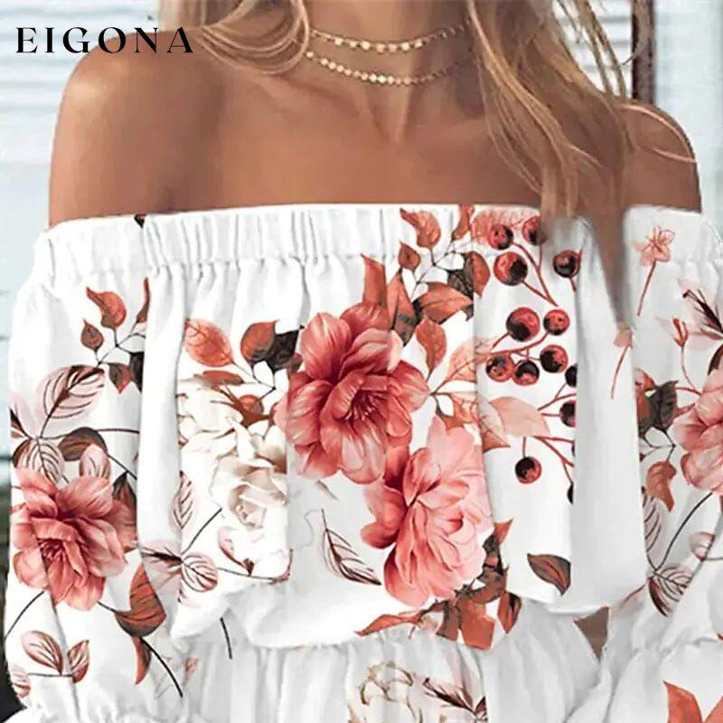 Women's 3/4 Length Sleeve Floral Ruffle Summer Spring Off Shoulder Dress __stock:200 casual dresses clothes dresses refund_fee:1200