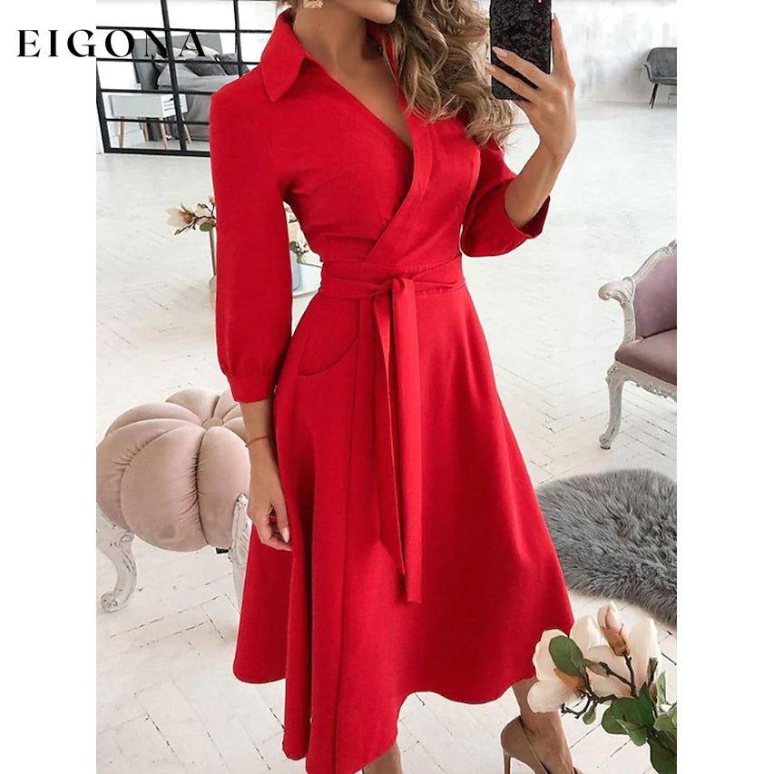 Women's A Line Dress Red __stock:200 casual dresses clothes dresses refund_fee:1200