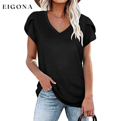 Women's Athleisure T-Shirt V-Neck Top Black __stock:200 clothes refund_fee:800 tops