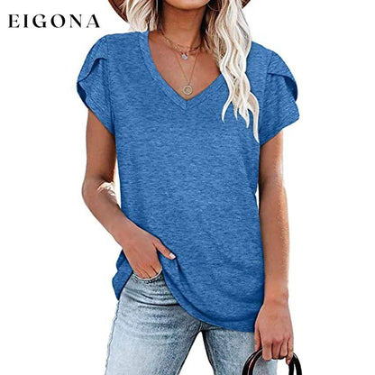 Women's Athleisure T-Shirt V-Neck Top Blue __stock:200 clothes refund_fee:800 tops