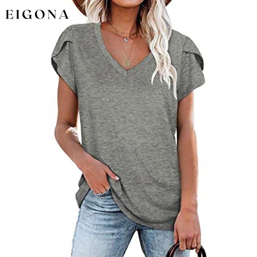Women's Athleisure T-Shirt V-Neck Top Gray __stock:200 clothes refund_fee:800 tops