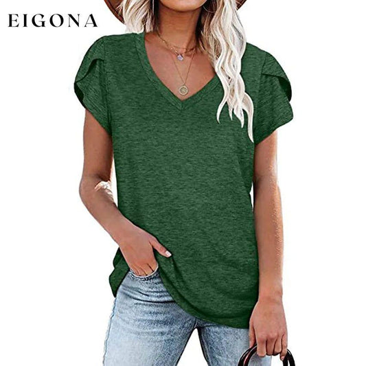 Women's Athleisure T-Shirt V-Neck Top Green __stock:200 clothes refund_fee:800 tops