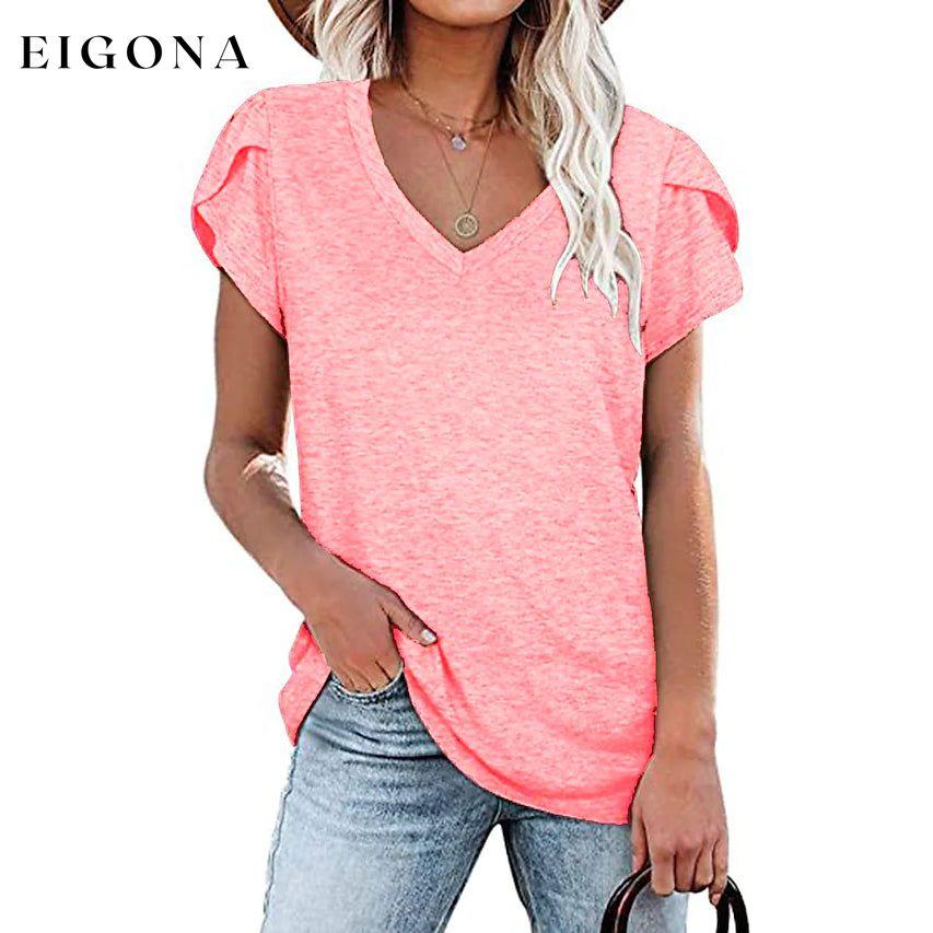 Women's Athleisure T-Shirt V-Neck Top Pink __stock:200 clothes refund_fee:800 tops