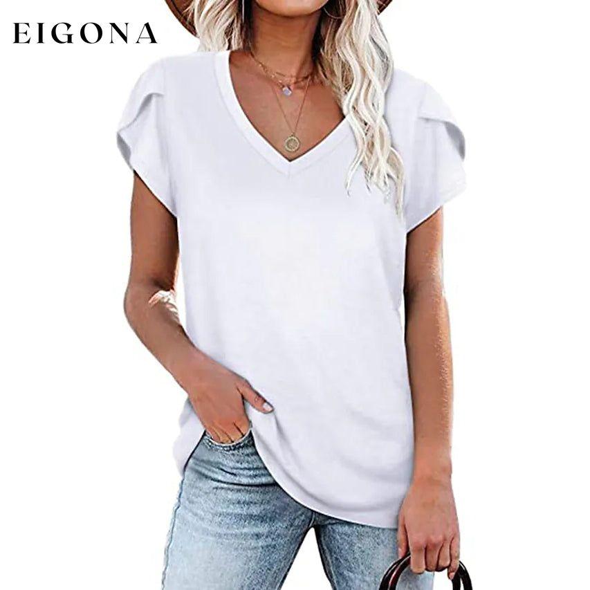 Women's Athleisure T-Shirt V-Neck Top White __stock:200 clothes refund_fee:800 tops